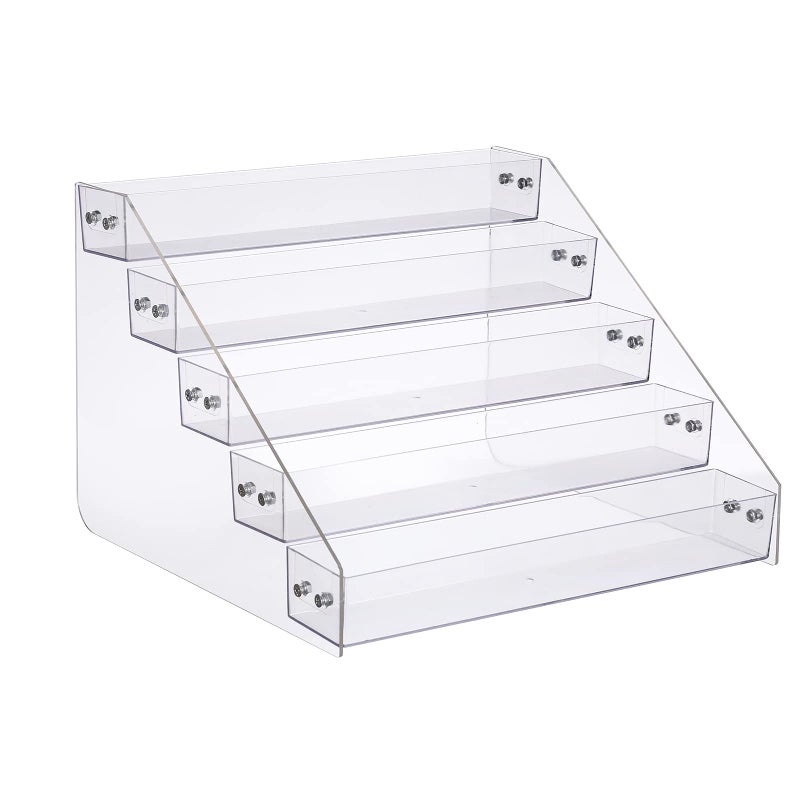 Kihor Tiered Spice Rack Acrylic  Spice Rack Shelf Seasoning Organizer for Countertop  Cabinet  Pantry  Kitchen Storage - 5 Tier - Image 1